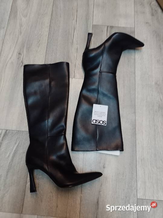 40 ASOS Design Czarne Kozaki Szpilki wieczorowe