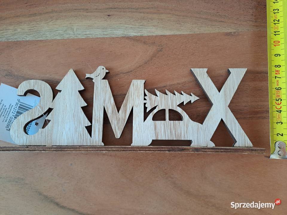 Rossmann Eloy drewniana ozdoba świąteczna napis Warszawa