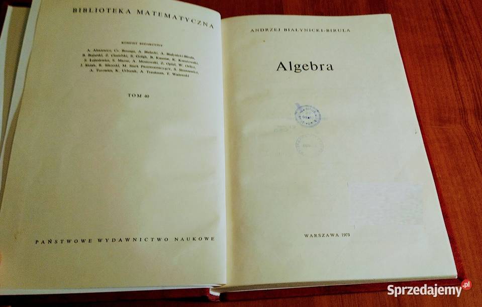 Algebra Andrzej BiałynickiBirula 1971 TWARDA Gdańsk