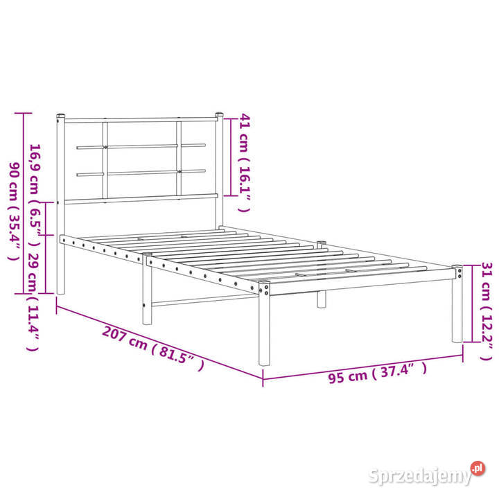Łóżko Metalowe Czarne Rama Łóżka Ze Stelażem 90cm mazowieckie sprzedam