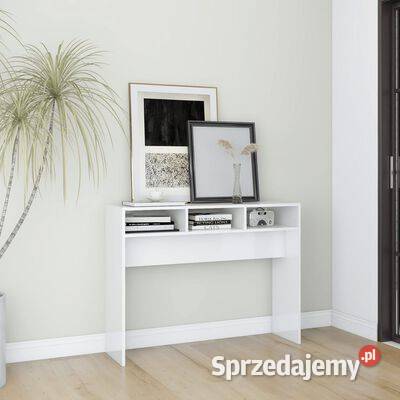 Stolik konsolowy biały wysoki połysk 105x30x80 mazowieckie
