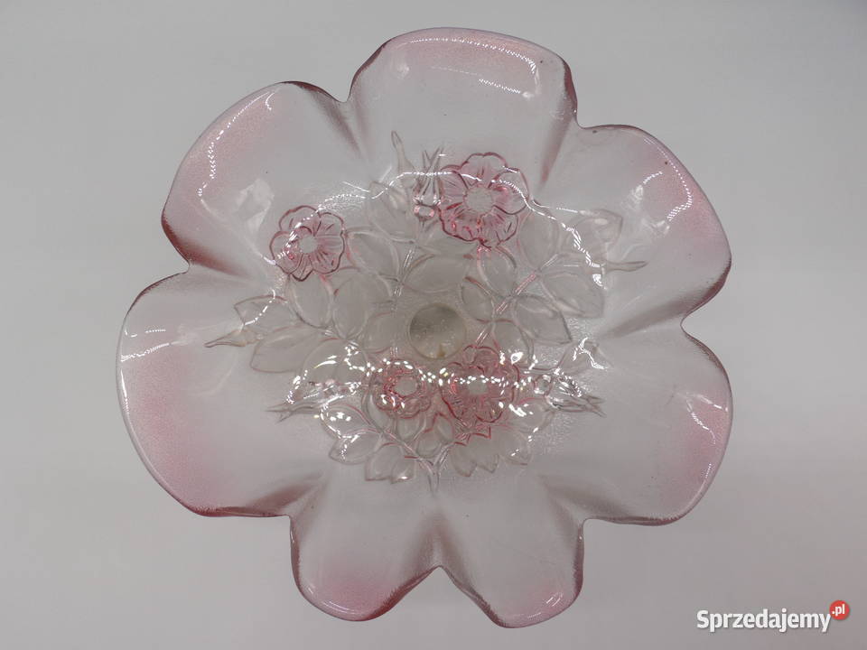 Patera szklana Różowe Szkło z tłoczonymi różami Raszków sprzedam