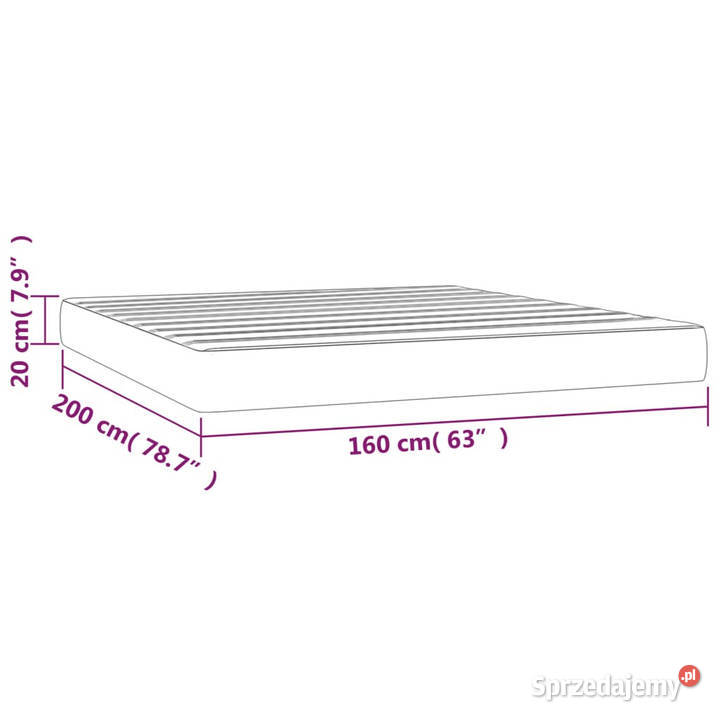 Materac kieszeniowy ciemnobrązowy 160x200x20 Pozostałe Warszawa