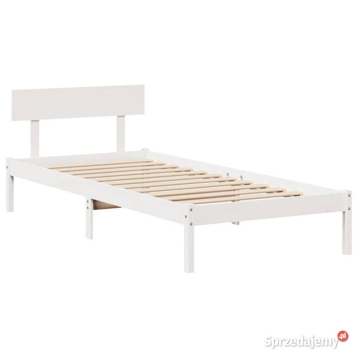 Rama łóżka bez materaca biała lite drewno 196cm Warszawa