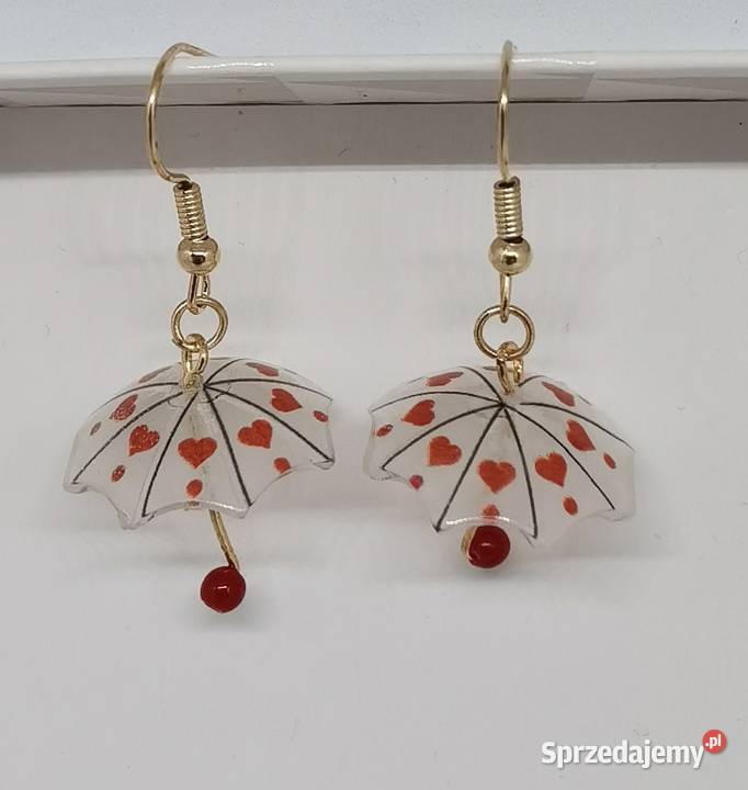 Kolorowe kolczyki parasolki serduszka walentynki zachodniopomorskie Kołobrzeg sprzedam