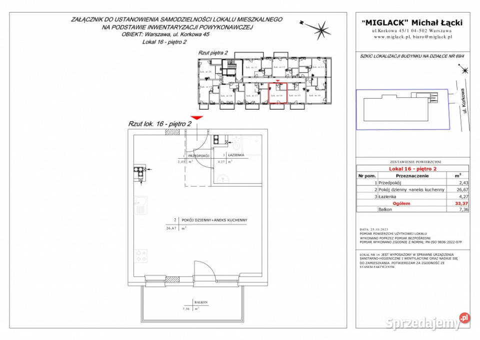 Mieszkanie 16 1 pokojowe 3337 m2 2 piętro