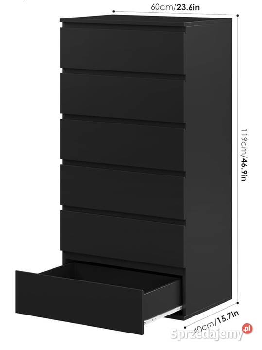 Komoda FOREHILL czarna 119 6 szuflad do sypialni Gorzów Wielkopolski