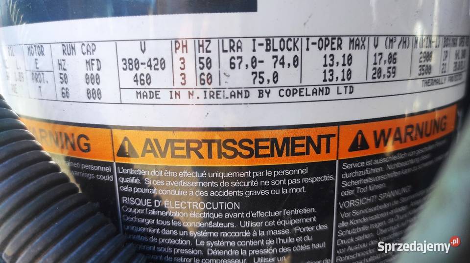 Używany kpl agregat sprężarka chłodnicza Krobia
