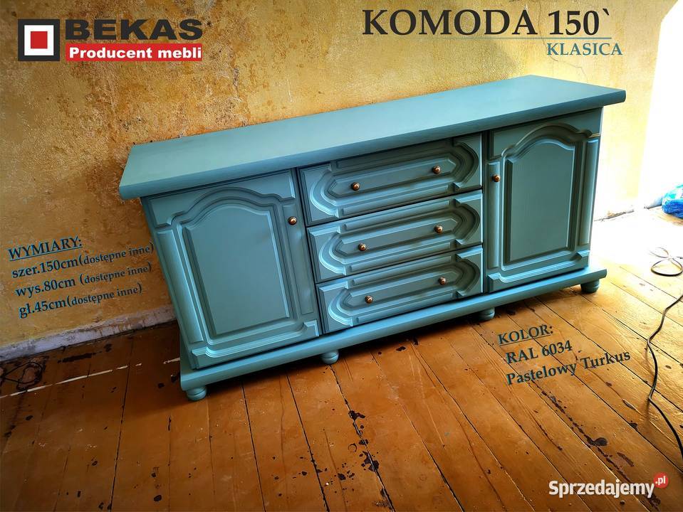 Komoda Łazienka Kuchnia Turkus Biała Blat Dąb mazowieckie Góra Kalwaria
