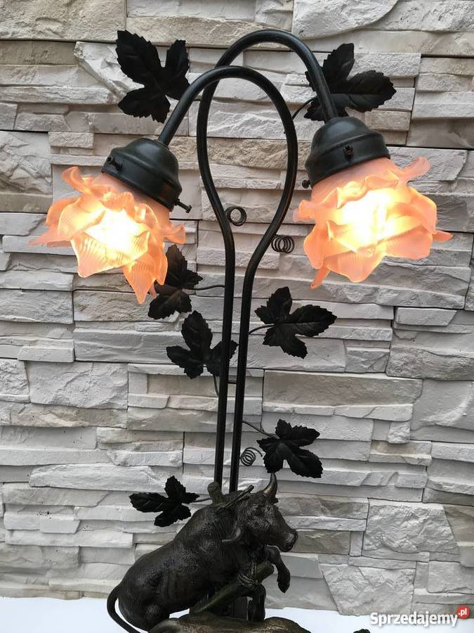 73 SYGNOWANA wielka rzeźba Lampa gabinetowa z