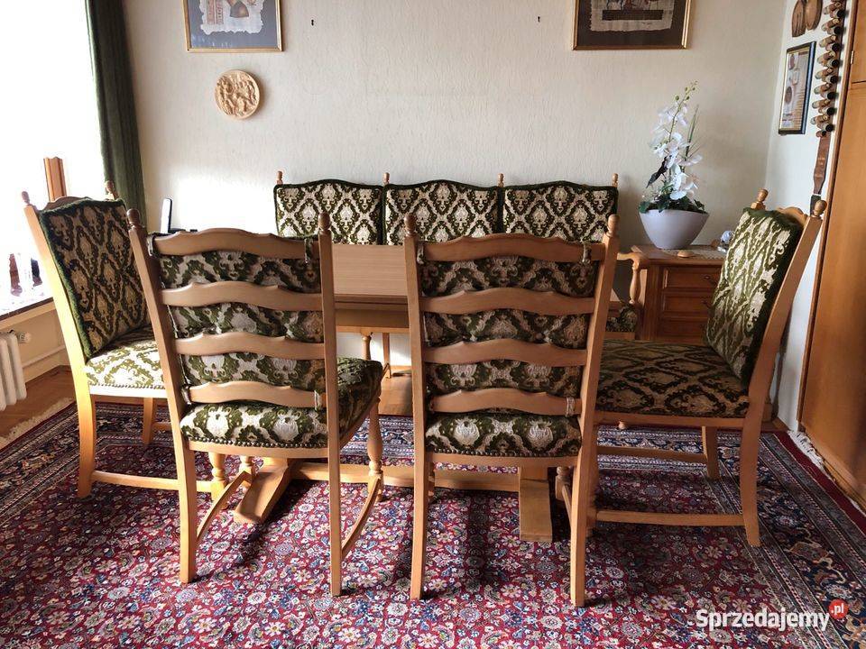 Stół dębowy z ławką krzesłami kuchenny