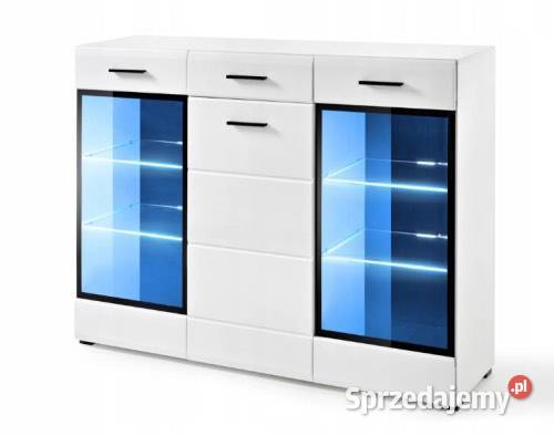 Komoda biała połysk półki szklane nowa do warmińsko-mazurskie Olsztyn