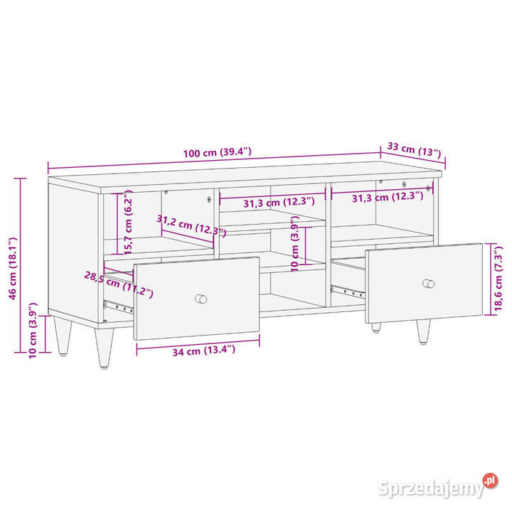 Szafka pod telewizor 100x33x46 lite drewno mango Warszawa