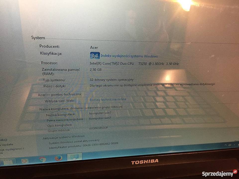Laptop TOSHIBA Satellite a200 1n2 pomorskie Gdańsk