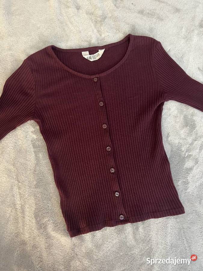 Sweter prążkowany z długim rękawem z guzikami H&M Swetry Swetry Jasło