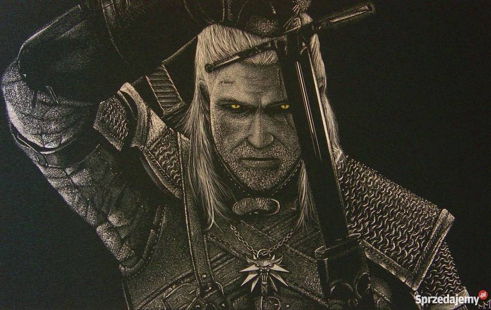 Ręcznie grawerowany w blasze Wiedźmin Geralt