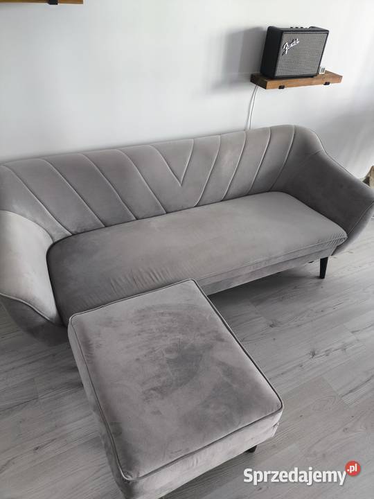 Narożnik Sofa Mia szary welurowy aksamitowa do