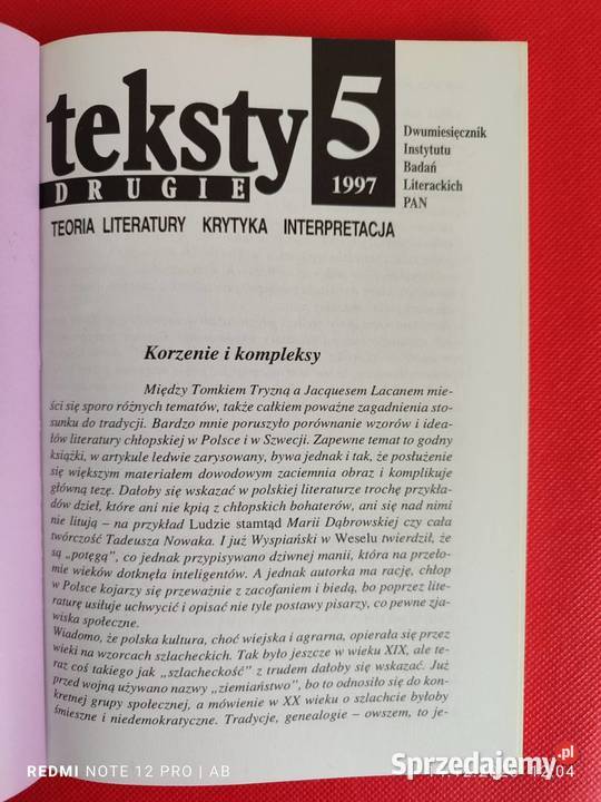 Teksty Drugie 5 47 1997 IBL PAN miękka Katowice