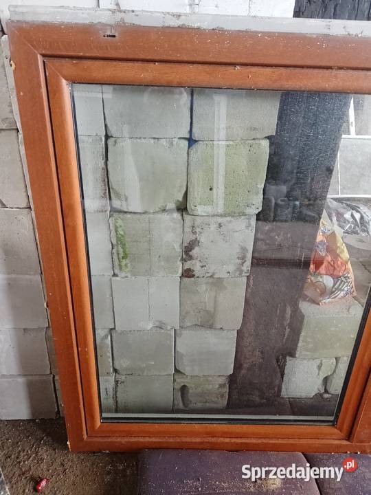 Okno plastikowe dwuskrzydłowe brązowe białe 228 kujawsko-pomorskie Czernikówko