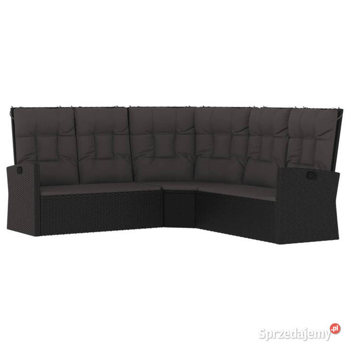 Rozkładana sofa narożna z poduszkami czarna mazowieckie sprzedam