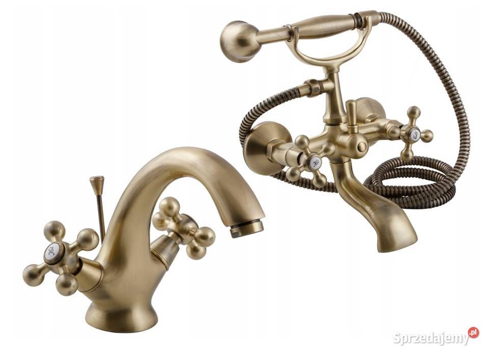 Bateria wannowa złota mosiądz bateria umywalkowa Choroszcz