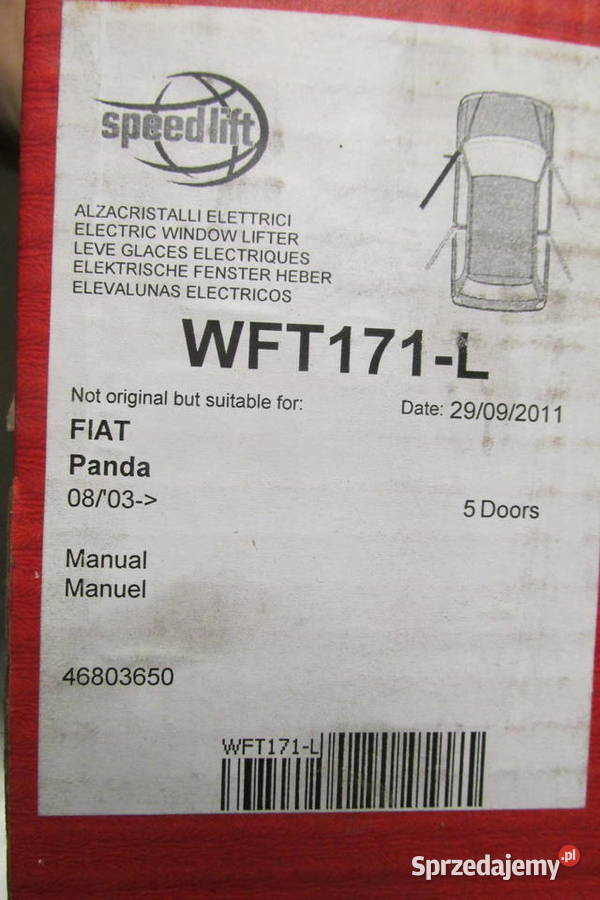 Podnośnik szyby przedniej Fiat Panda WFT171L Sandomierz sprzedam