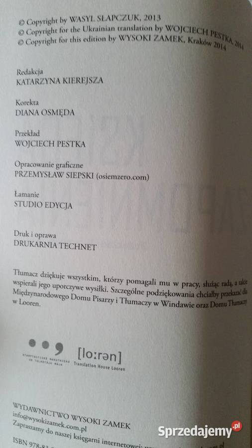 KSIĘGA ZAPOMNIENIA 2014 WYSOKI ZAMEK Wasyl ISBN 9788393958672 Puławy