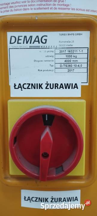 Żuraw Słupowy Stacjonarny DEMAG 1t 4m Zgierz