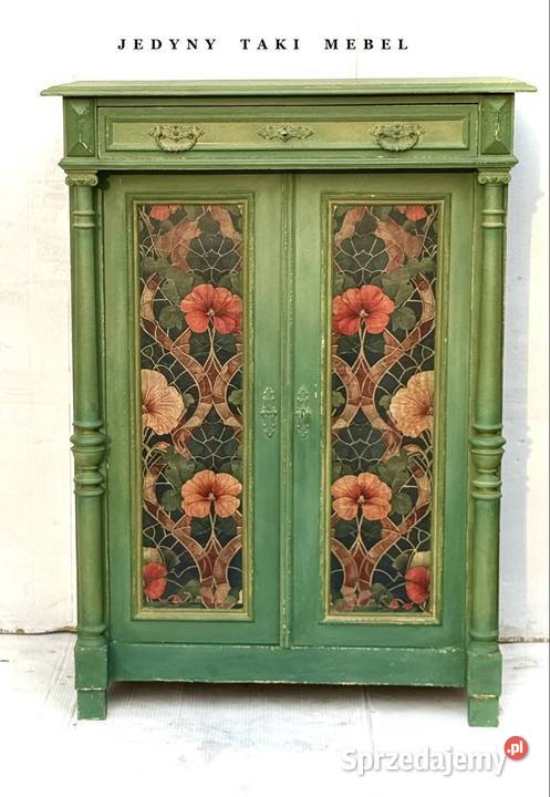 Komoda bieliźniarka vintage zielona shabby chic 49cm Przeworsk