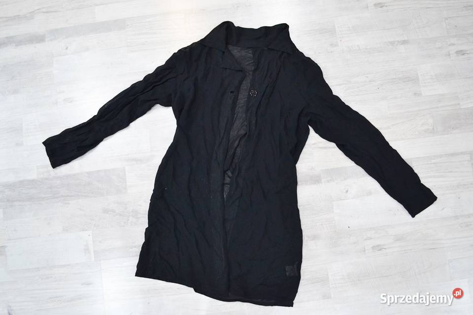 Prześwitująca czarna narzutka długa M L mgiełka Bluzki i koszule Płock sprzedam