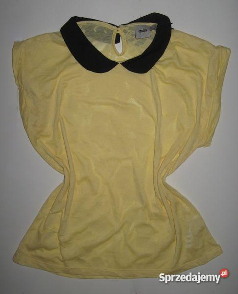 ŻÓŁTA BLUZKA KWIATY KOŁNIERZYK COLLAR ASOS 38 40 Jasło