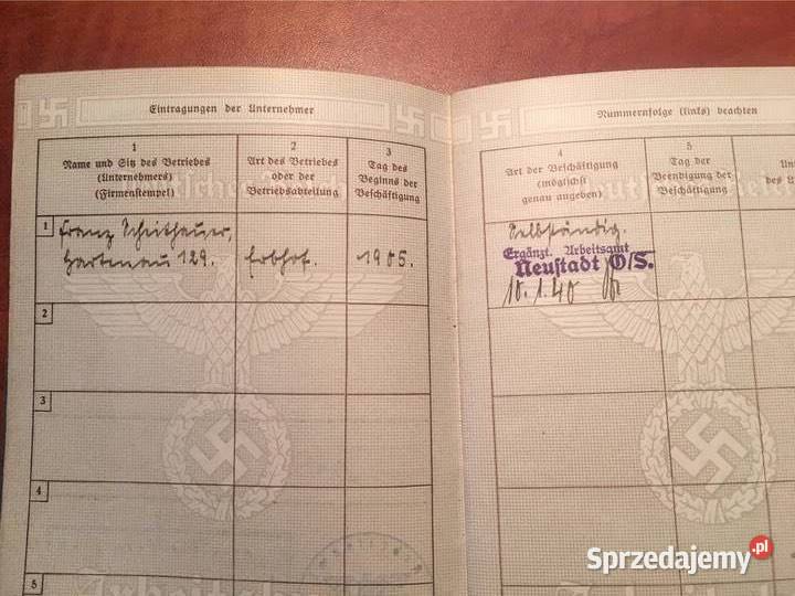 niemiecka książeczka pracy ARBEITSBUCH sprzedam