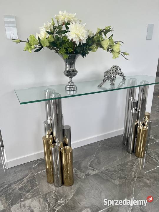Nowoczesna złota srebrna konsola szklana Glamour Komody Nowy Sącz sprzedam