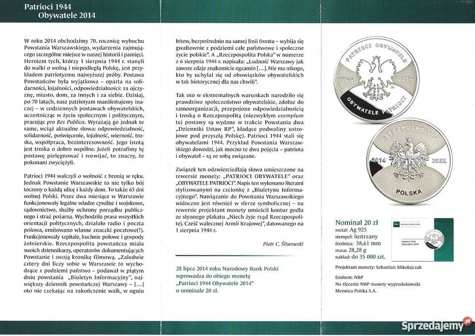 Prospekt emisyjny 20 Patrioci Obywatele 1944 Łódź