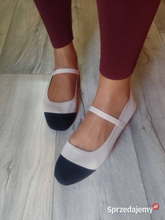 41 Dzianinowe beżowo czarne baleriny wieczorowe Kraków sprzedam