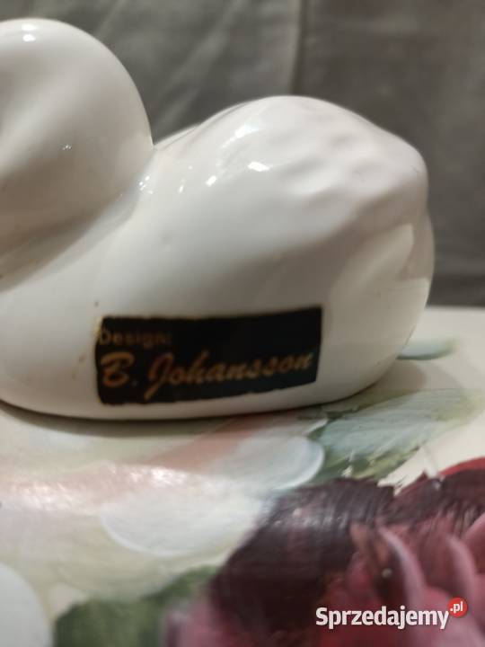 Ptak ptaszek kaczka biała porcelana Zamość