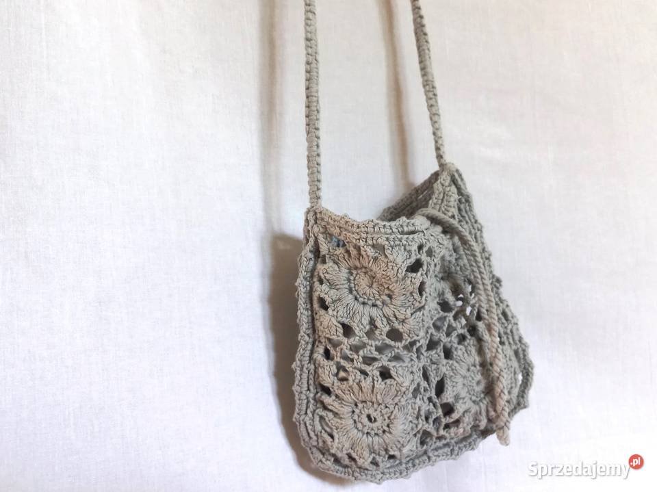 Torebka szara Szydełkowa wyjściowa Dzianinowa Na ramię  Białystok