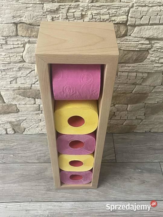 Stojak uchwyt na papier toaletowy drewniany Uchwyty na papier Dębica