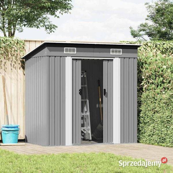 vidaXL Metalowa szopa ogrodowa szaraSKU42982 Dom i Ogród mazowieckie Warszawa