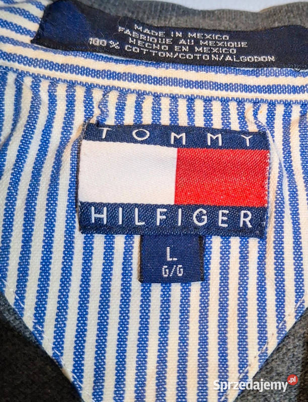 Szara koszulka Polo Tommy Hilfiger vintage Rozmiar L Odzież codzienna