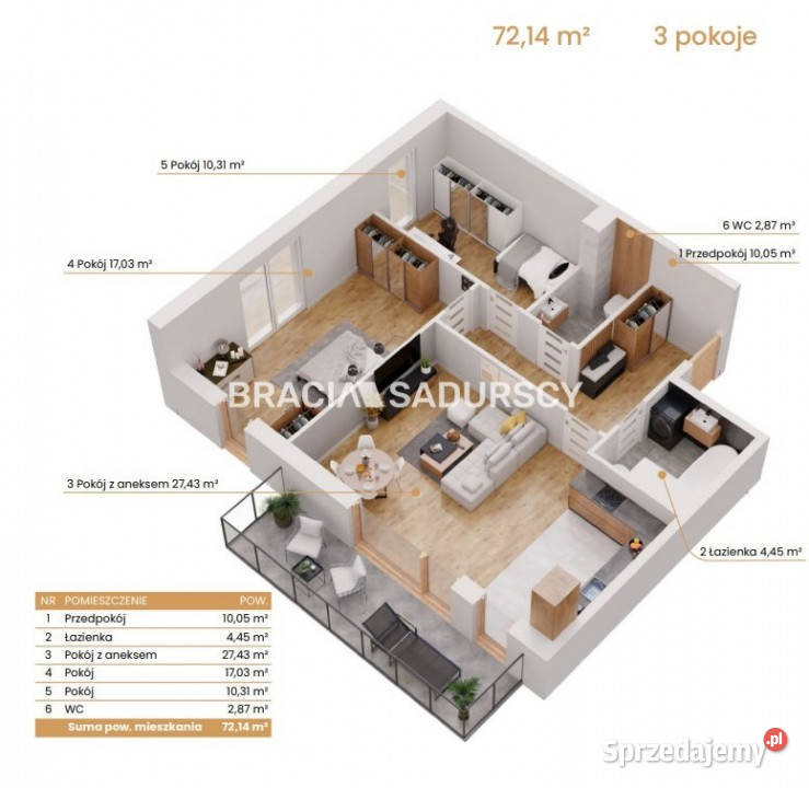 Mieszkanie 7214m2 3pokojowe Katowice Ceglana