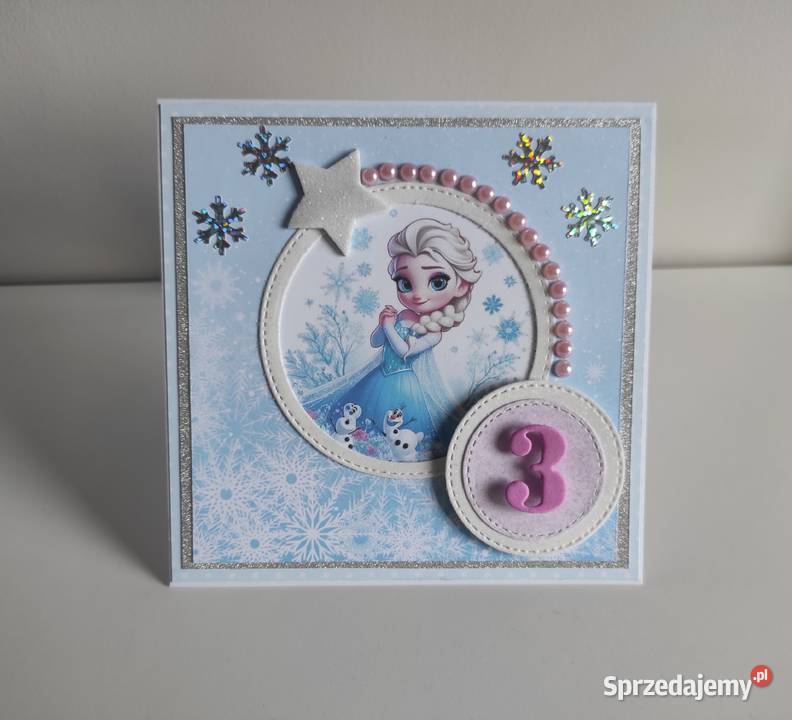 Kartka ręcznie robiona na urodziny Kraina lodu