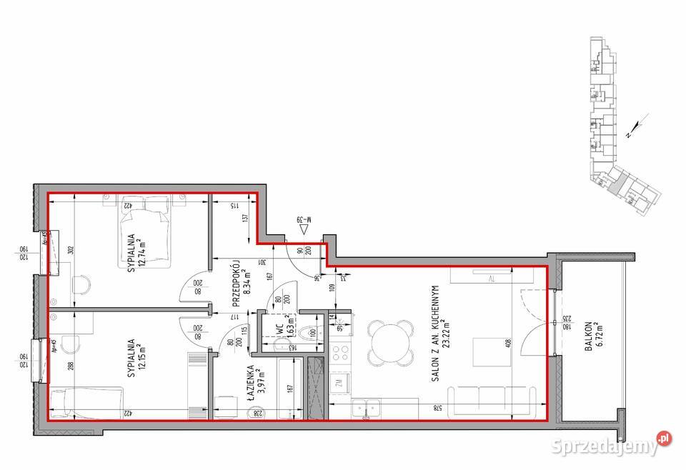 Na sprzedaż 3pokojowe mieszkanie z balkonem 6205 Lublin