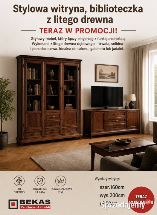 PROMOCJA Nowa Lita Dębowa Biblioteczka Drewniana Solec Kujawski
