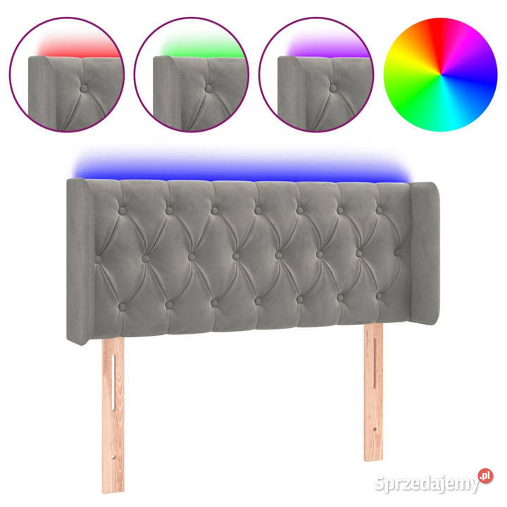 Zagłówek do łóżka z LED jasnoszary 103x16x7888 mazowieckie Warszawa