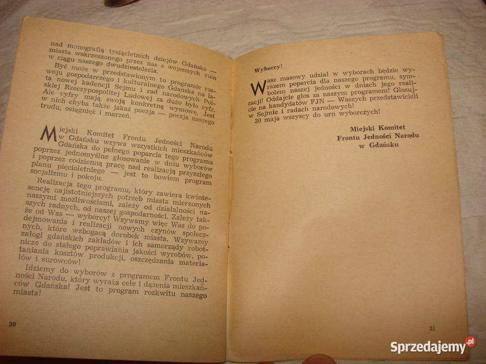 PROGRAM WYBORCZY MIEJSKIEGO KOMITETU FRONTU Pruszcz Gdański sprzedam