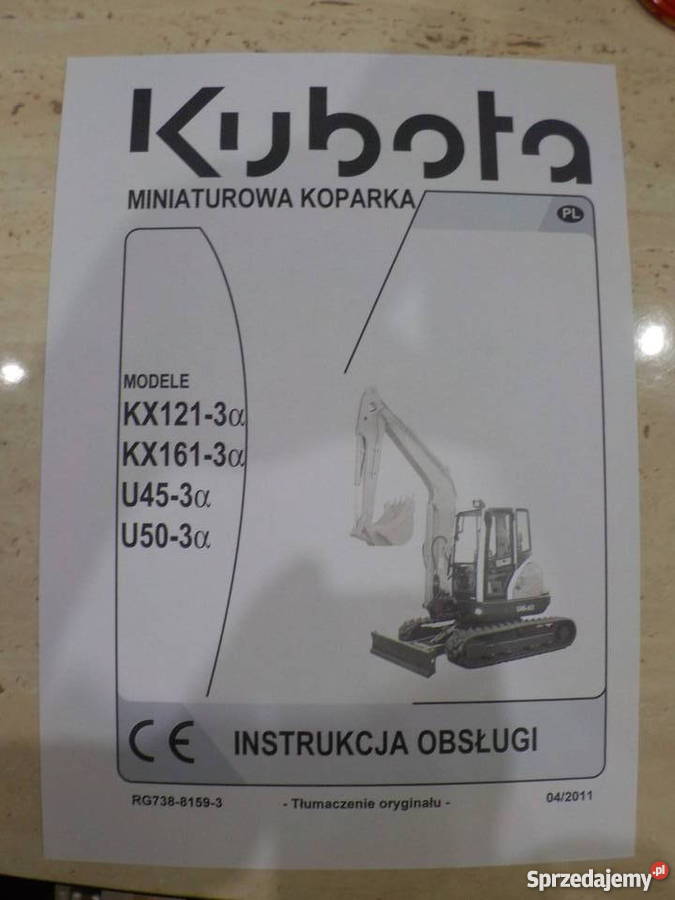 Instrukcja obsługi DTR koparka gąsienicowa Kubota KX1613