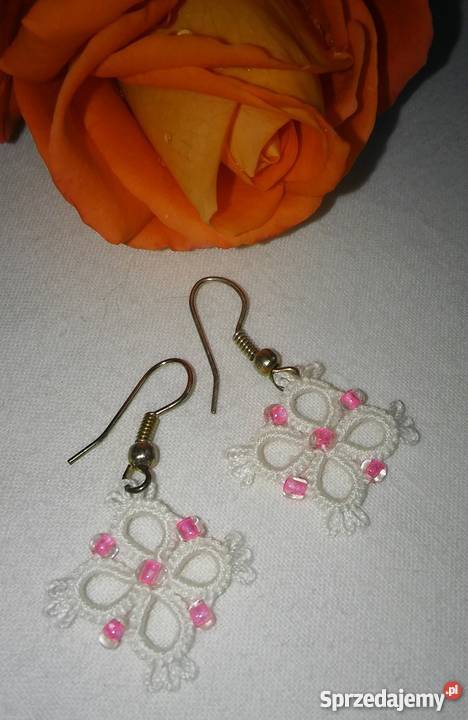 Kolczyki Frywolitkowe Wiśniowa sprzedam