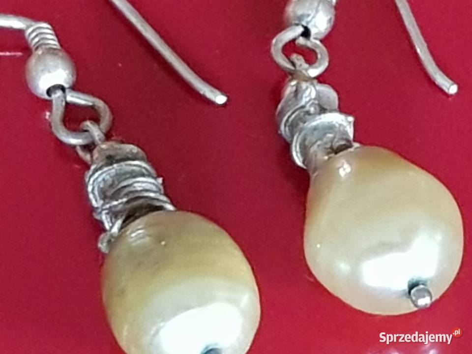 kolczyki srebrne perły naturalne biżuteria srebrne Kielce