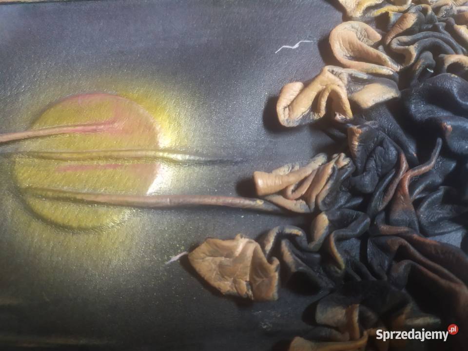 Obraz ze skóry skórzany w drewnianej ramie Szczecinek sprzedam